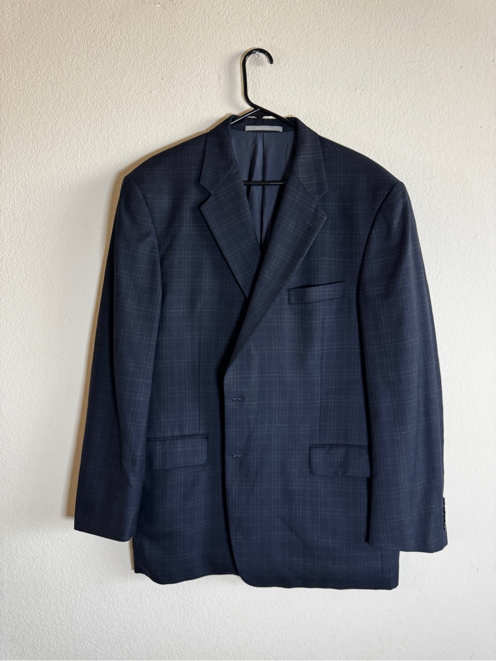 Hickey Freeman Navy Plaid Men's Suit Jacket